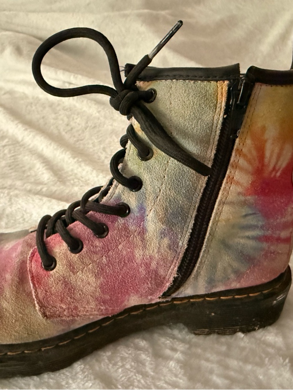Doc Dr Martens Soft Suede 1460 Youth Tie Dye Girls Lace Up Boots 3 - Picture 6 of 13